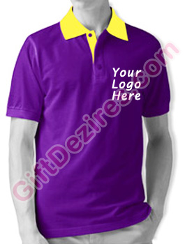 Designer Purple Berry and Yellow Color Polo Logo T Shirt